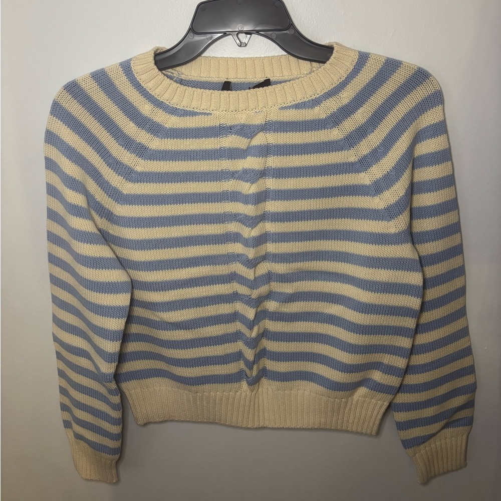 Striped Beige and Baby Blue Women's Sweater